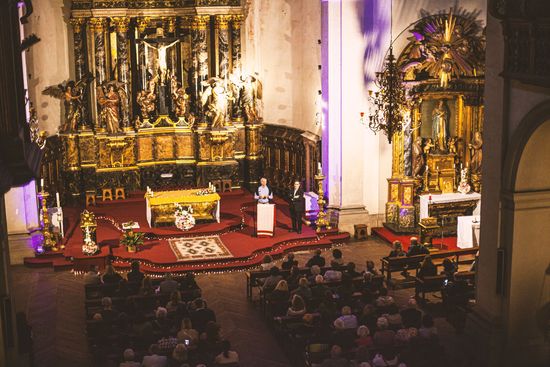 Barockkirche Sant Felip Neri in Barcelona, vom Orgelpult aus gesehen