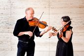 Elke und Wolfgang Fabri von caterva musica bei einem Konzert für die Fundación Goethe im Pabellón Mies van der Rohe