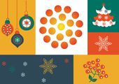 Postkarte mit weihnachtlichen grafischen Elementen, darunter das Logo der Fundación Goethe.