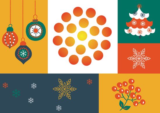 Postkarte mit weihnachtlichen grafischen Elementen, darunter das Logo der Fundación Goethe.